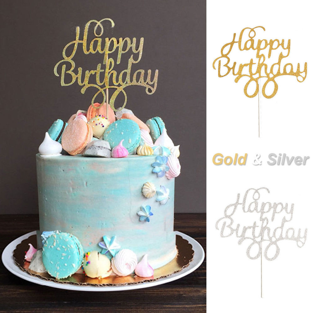 Best ideas about Cake Toppers Birthday
. Save or Pin 1x Cake Topper Happy Birthday Gold Silver Glitter Party Now.