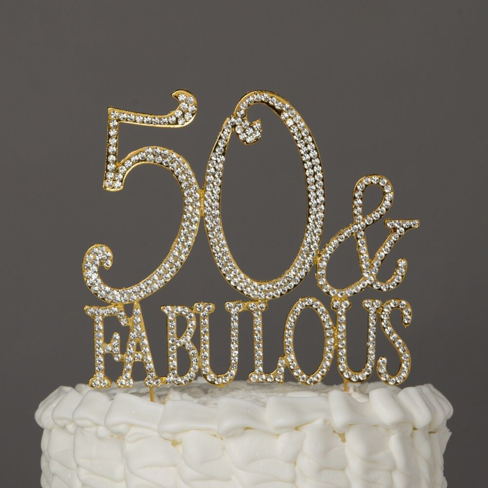 Best ideas about Cake Toppers Birthday
. Save or Pin 50 & Fabulous Gold Rhinestone Cake Topper Birthday Party Now.