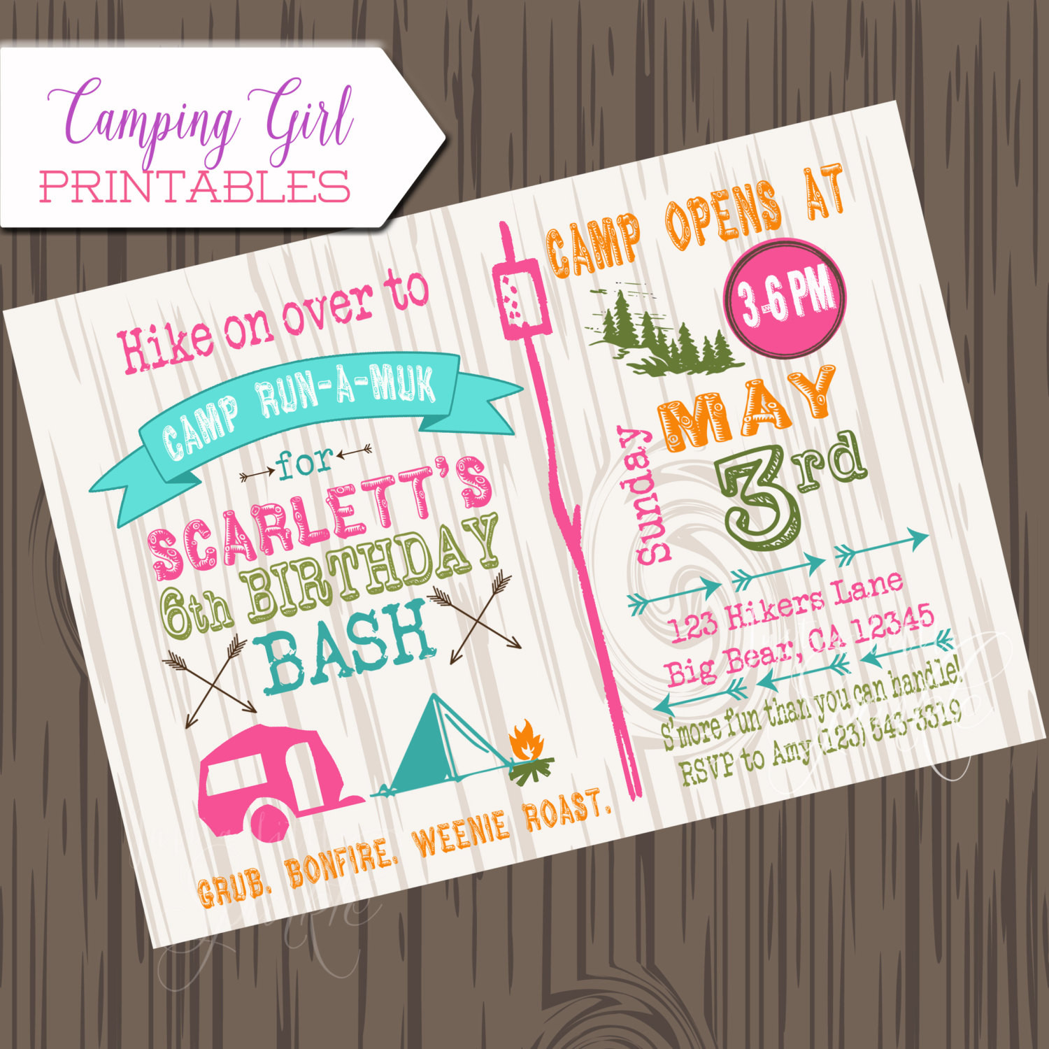 Best ideas about Camping Birthday Party Invitations
. Save or Pin Girl Camping Birthday Invitation DIY Printable camp birthday Now.