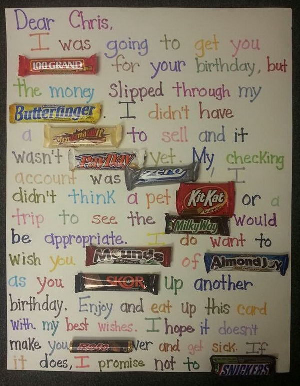 Best ideas about Candy Bar Birthday Card
. Save or Pin Candy Bar Poster Ideas with Clever Sayings Hative Now.