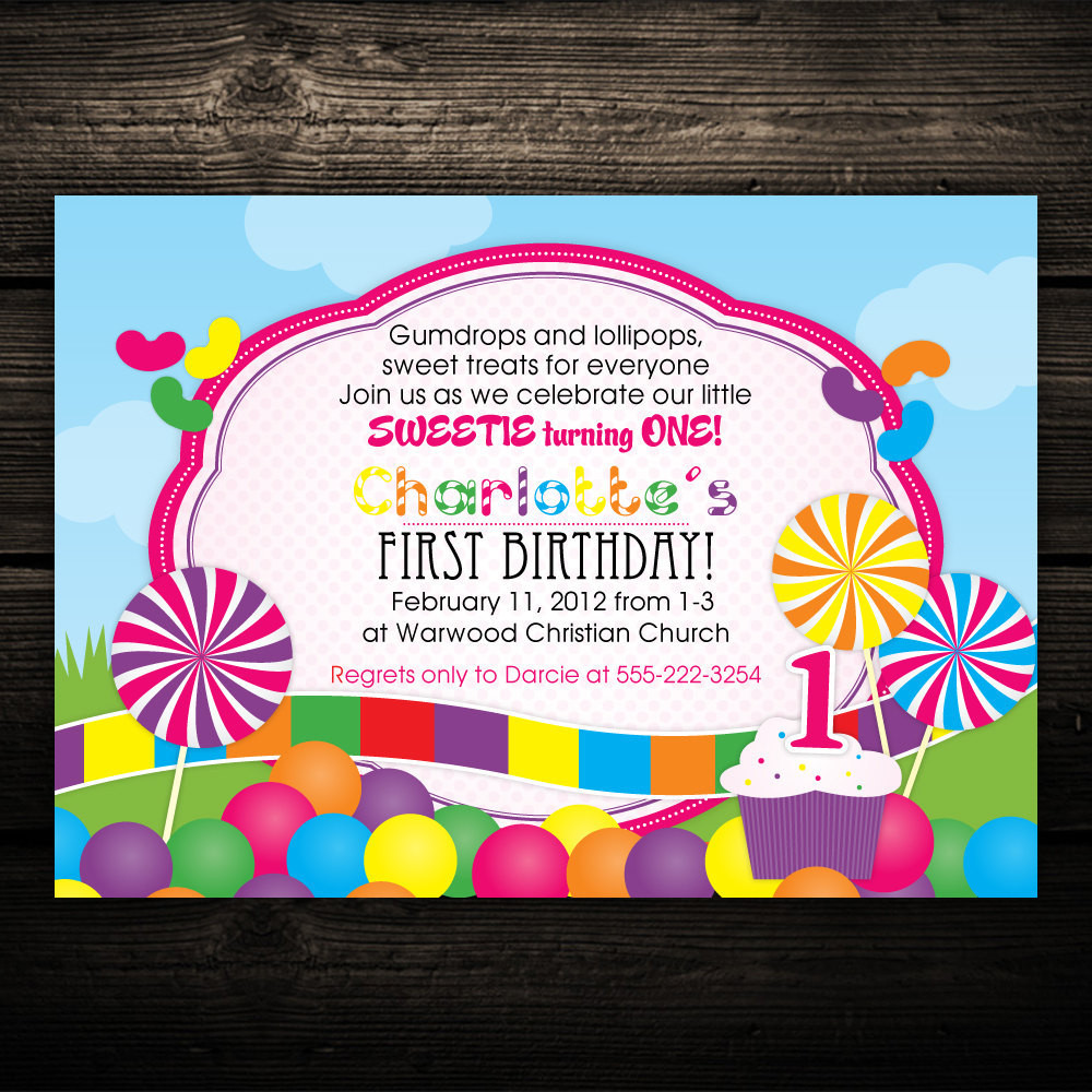 Best ideas about Candyland Birthday Invitations
. Save or Pin Candyland Invitation Sweet Shop Lollipop Gumdrops Candy Now.