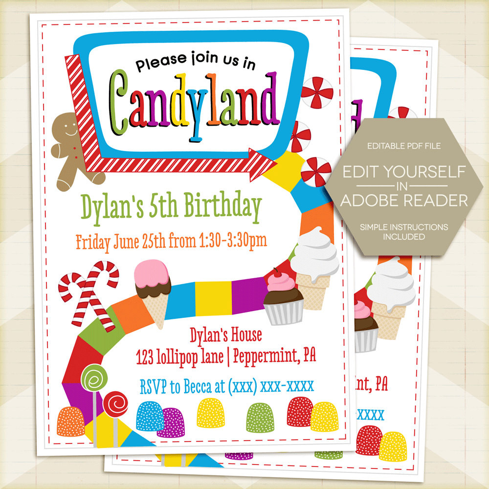 Best ideas about Candyland Birthday Invitations
. Save or Pin CANDYLAND Invitation Candyland Birthday Party Invitation Now.