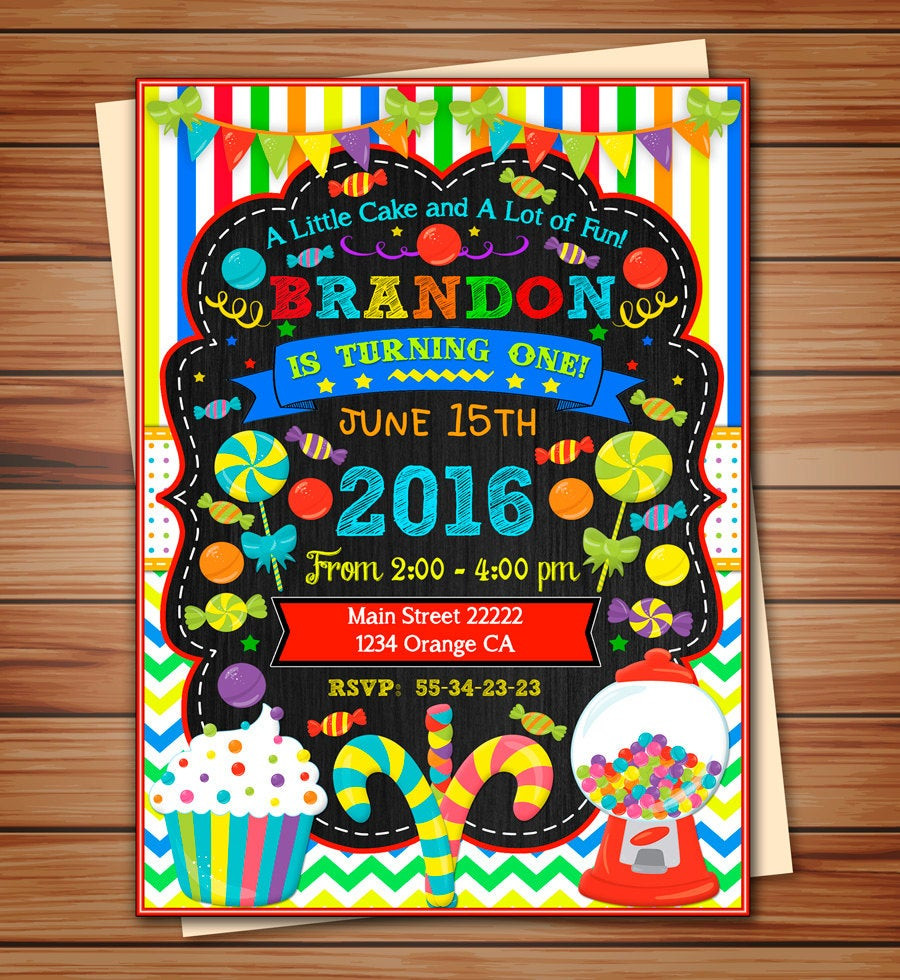 Best ideas about Candyland Birthday Invitations
. Save or Pin Candyland party invitation for Boy Candyland digital Now.