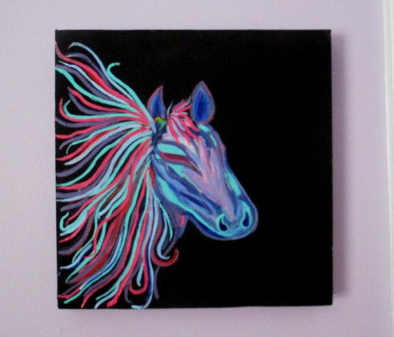 Best ideas about Canvas Painting Ideas For Teenagers
. Save or Pin Horse Painting on Canvas Teen Art Girls Rainbow by Now.