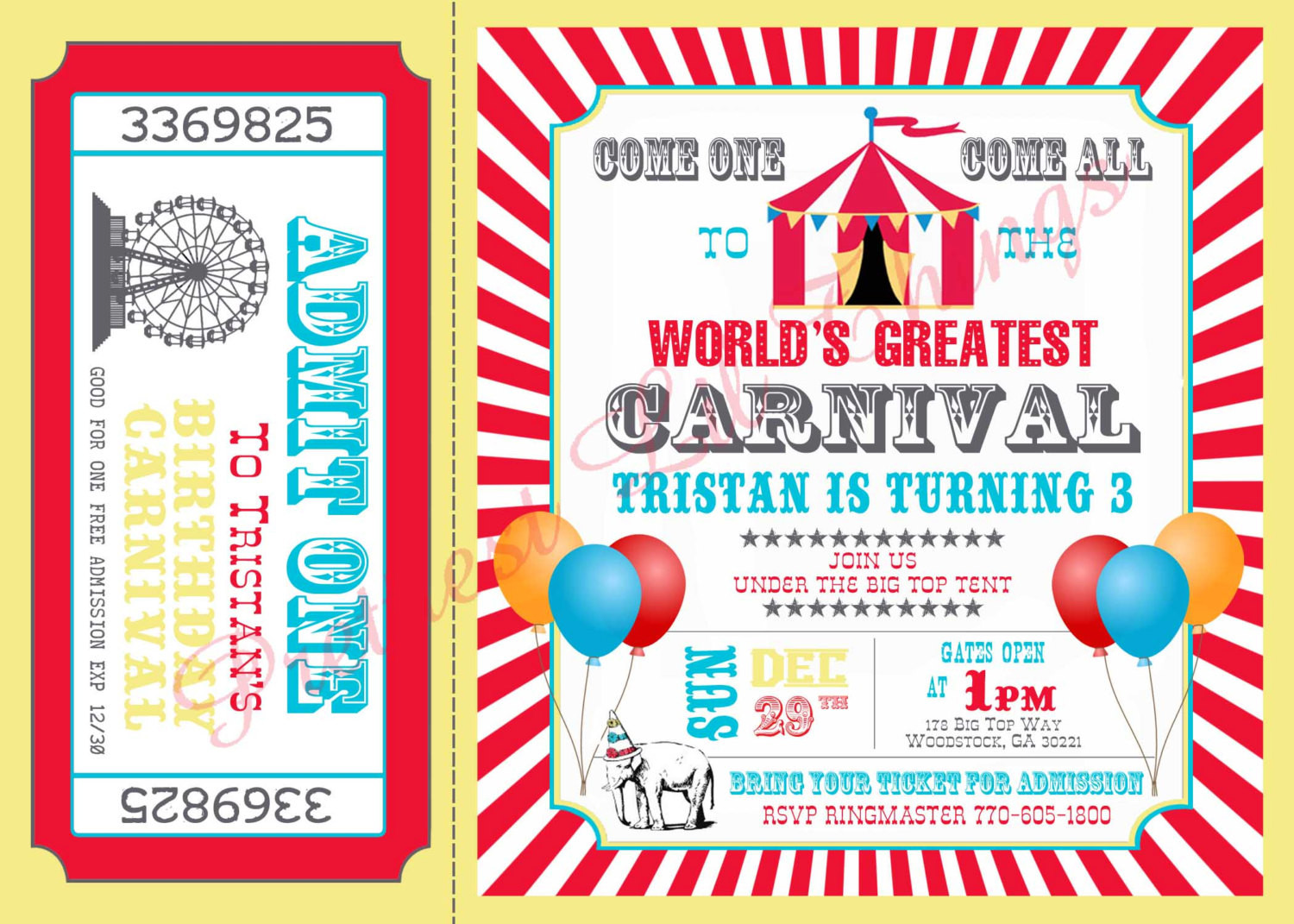 Best ideas about Carnival Birthday Invitations
. Save or Pin Carnival Circus Girl or Boy Birthday Party by Now.