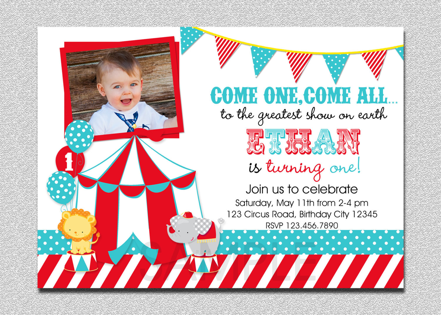 Best ideas about Carnival Birthday Invitations
. Save or Pin Circus Birthday Invitation 1st Birthday Circus Party Now.