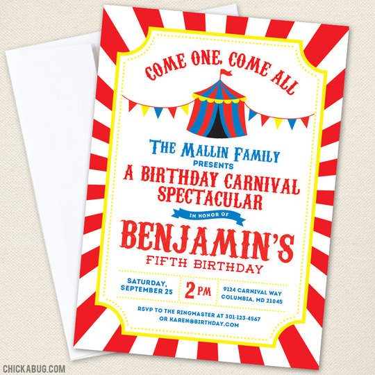 Best ideas about Carnival Birthday Invitations
. Save or Pin Carnival or Circus Party Invitations Now.