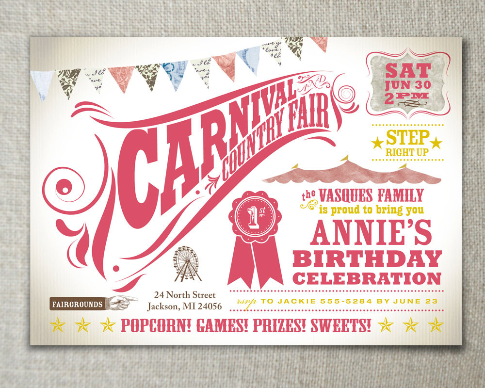 Best ideas about Carnival Birthday Invitations
. Save or Pin Carnival party Kids birthday party invitation by PearTreeSpace Now.