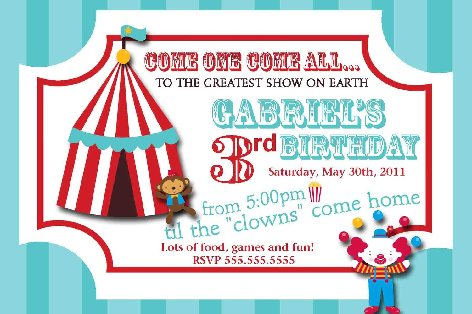Best ideas about Carnival Birthday Invitations
. Save or Pin Carnival Circus Ticket Birthday Invitation Now.