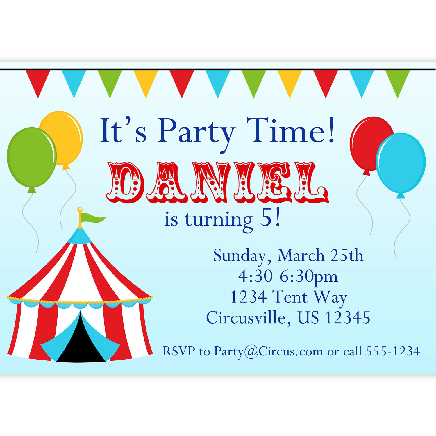 Best ideas about Carnival Birthday Invitations
. Save or Pin Circus Carnival Invitation Red Big Top Tent Balloons and Now.
