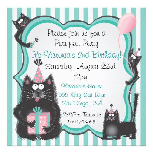 Best ideas about Cat Birthday Invitations
. Save or Pin Cute Kitty Cat Birthday Party Invitation 5 25" Square Now.