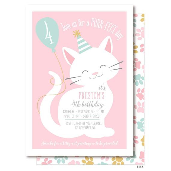 Best ideas about Cat Birthday Invitations
. Save or Pin Cat Invitation Pink Cat Birthday Party Printable or Printed Now.