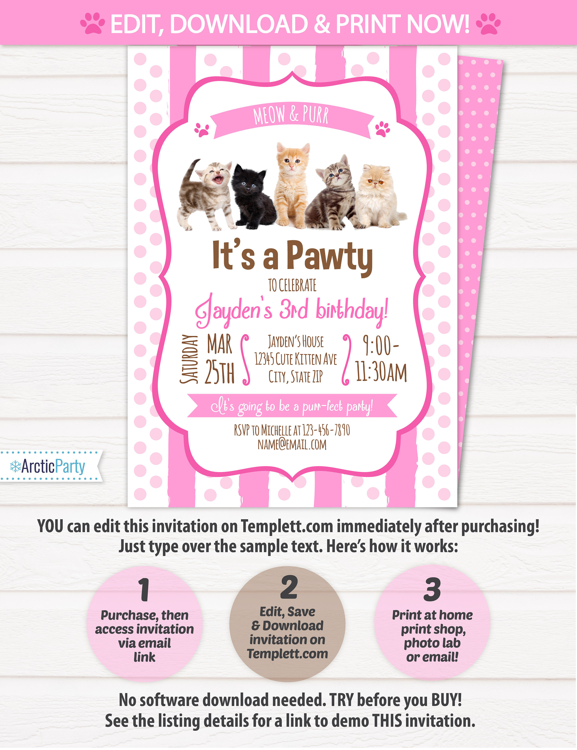 Best ideas about Cat Birthday Invitations
. Save or Pin Cat Party Invitations Kitten Party Invitations Cat Now.