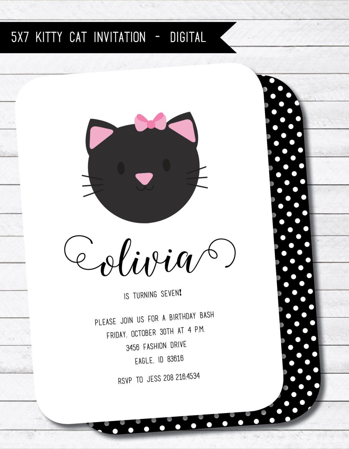 Best ideas about Cat Birthday Invitations
. Save or Pin Kitty Cat Birthday Party Printable Digital Invitation by Now.