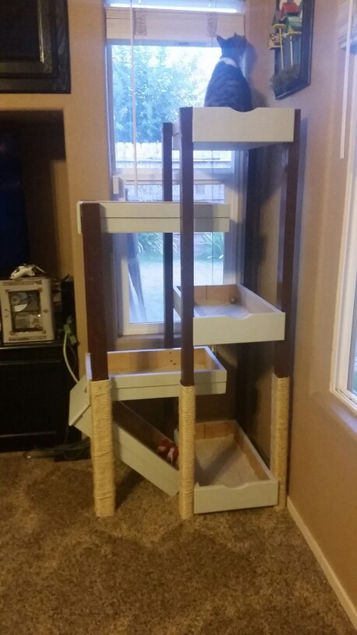 Best ideas about Cat Tower DIY
. Save or Pin Build your pampered feline a cat tree with old drawers Now.