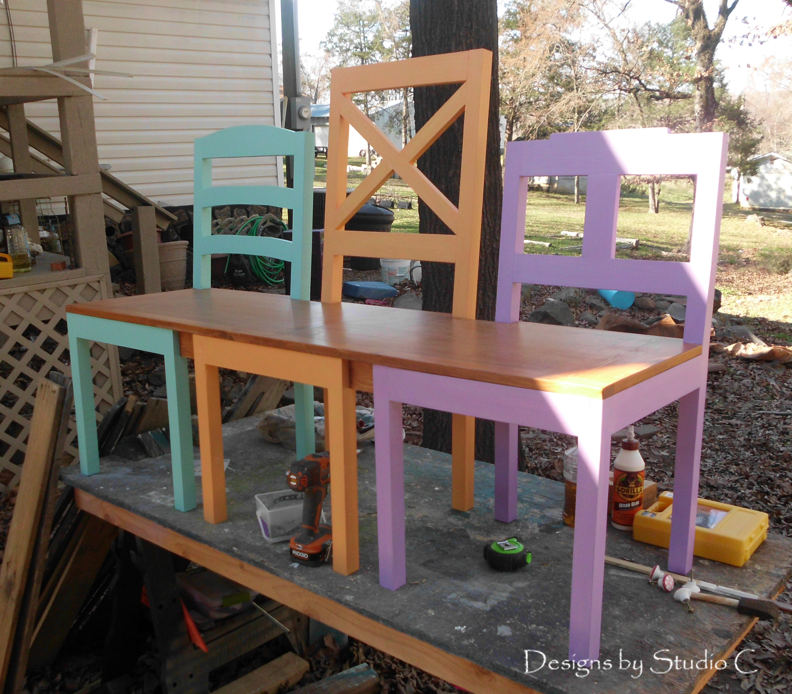 Best ideas about Chair Bench DIY
. Save or Pin free plans to build a dining chair bench Now.
