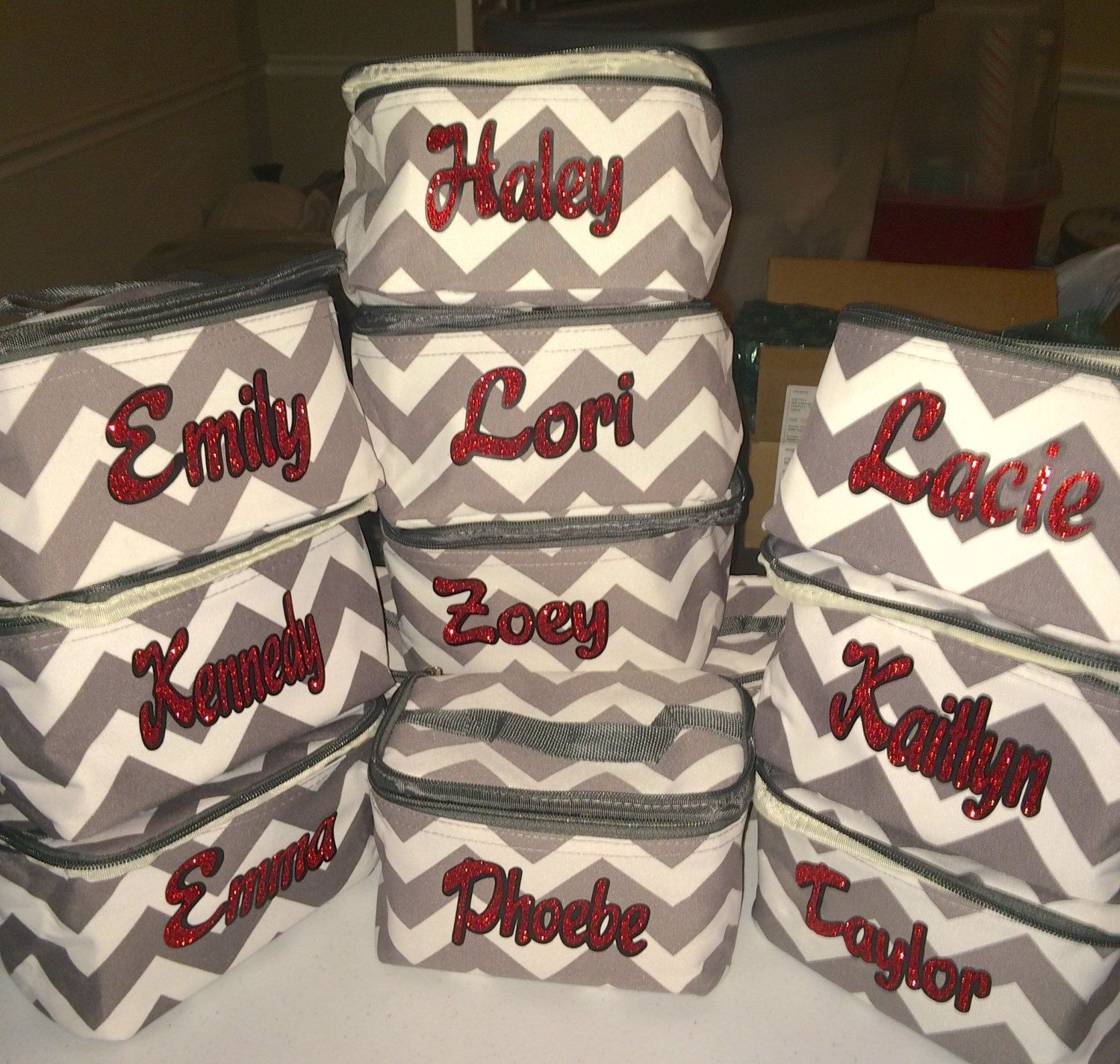 Best ideas about Cheer Gift Ideas For Squad
. Save or Pin Chevron make up bags personalize for your team name Now.