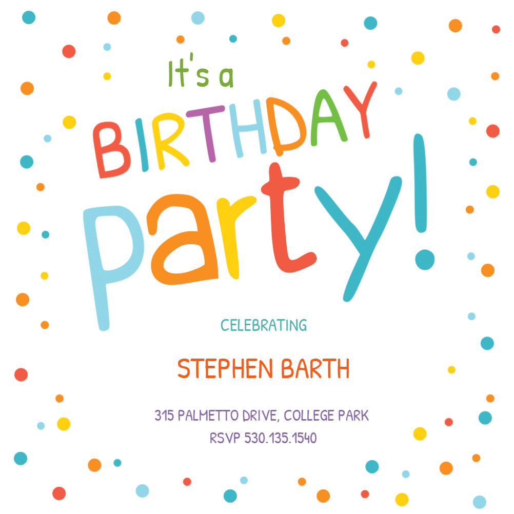 Best ideas about Children Birthday Invitations
. Save or Pin Confetti Dots Border Birthday Invitation Template Free Now.