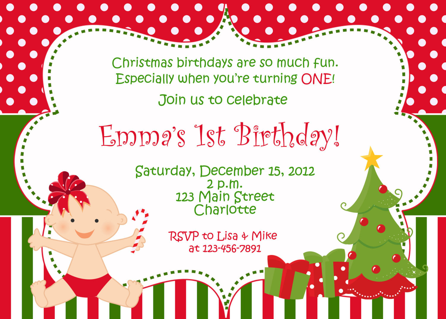 Best ideas about Christmas Birthday Invitations
. Save or Pin First birthday Christmas party invitation Christmas Now.