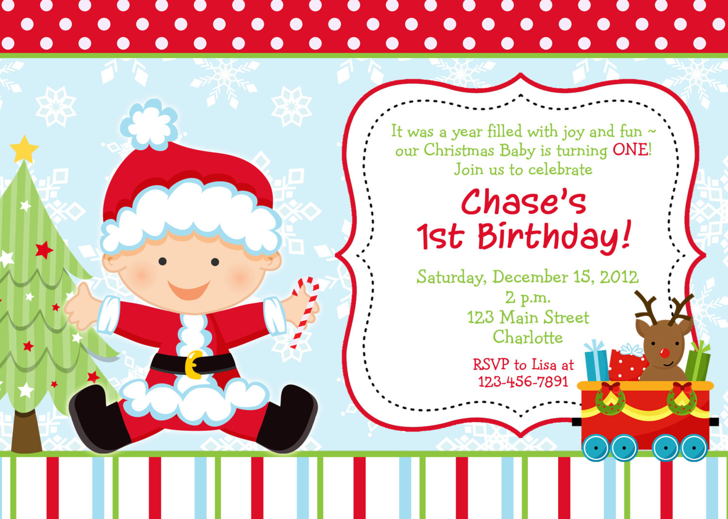 Best ideas about Christmas Birthday Invitations
. Save or Pin First birthday Christmas party invitation Christmas Now.