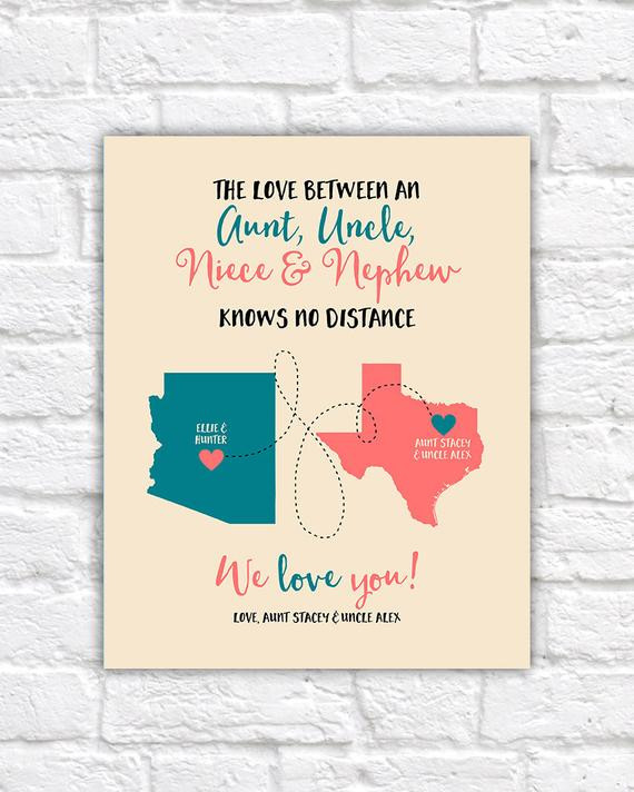 Best ideas about Christmas Gift Ideas For Aunt
. Save or Pin Aunt Uncle Niece Nephew Gifts Custom Maps Long Distance Now.