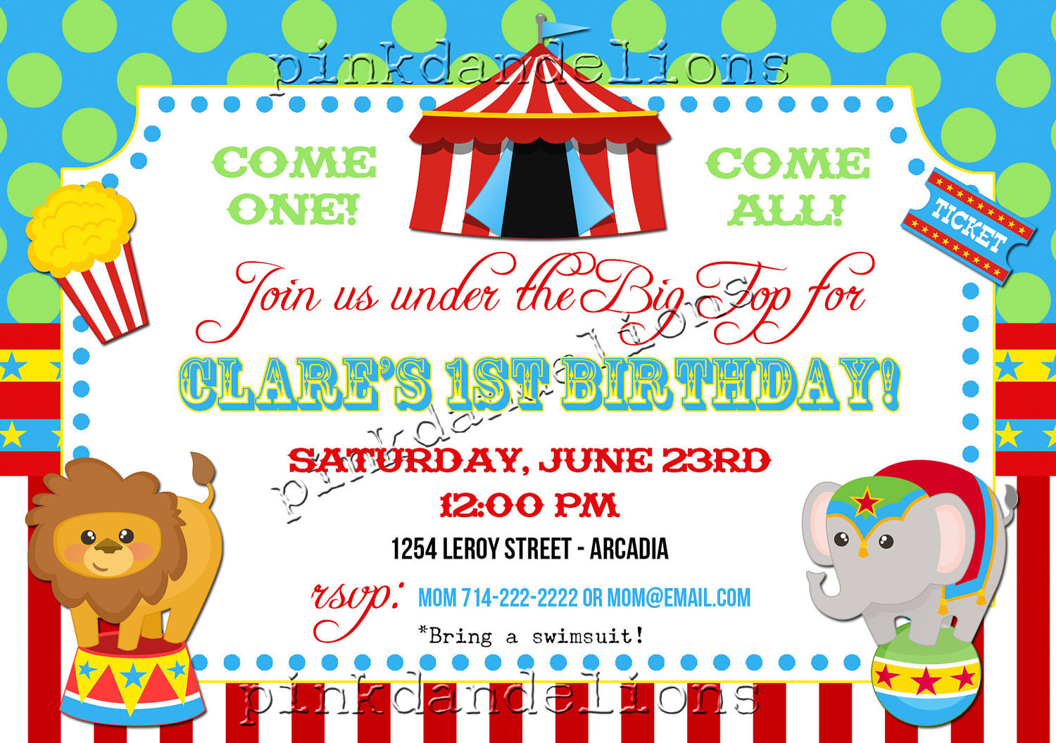 Best ideas about Circus Birthday Party Invitations
. Save or Pin Circus Birthday Party Invitation 5x7 DIGITAL FILE Now.