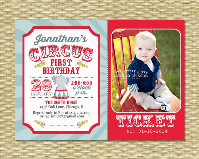 Best ideas about Circus Birthday Party Invitations
. Save or Pin Circus First Birthday Invitation Circus Birthday Invite Now.