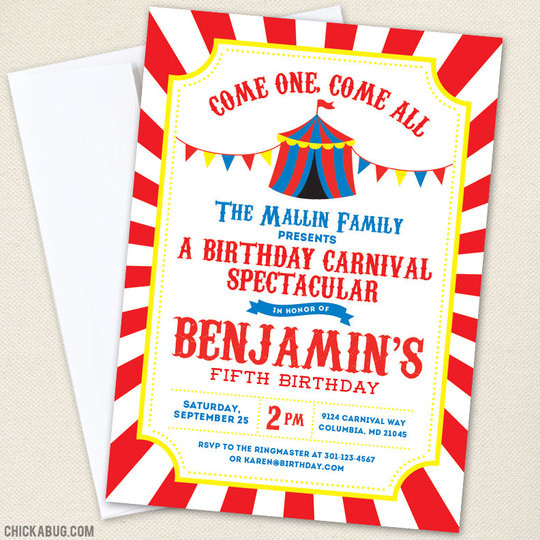 Best ideas about Circus Birthday Party Invitations
. Save or Pin Carnival or Circus Party Invitations Now.