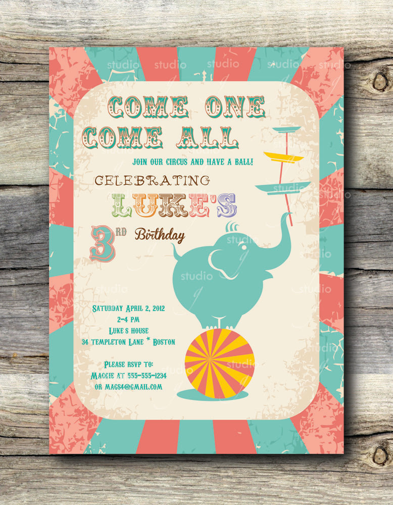 Best ideas about Circus Birthday Party Invitations
. Save or Pin Vintage Circus Party Invitation 12 Now.