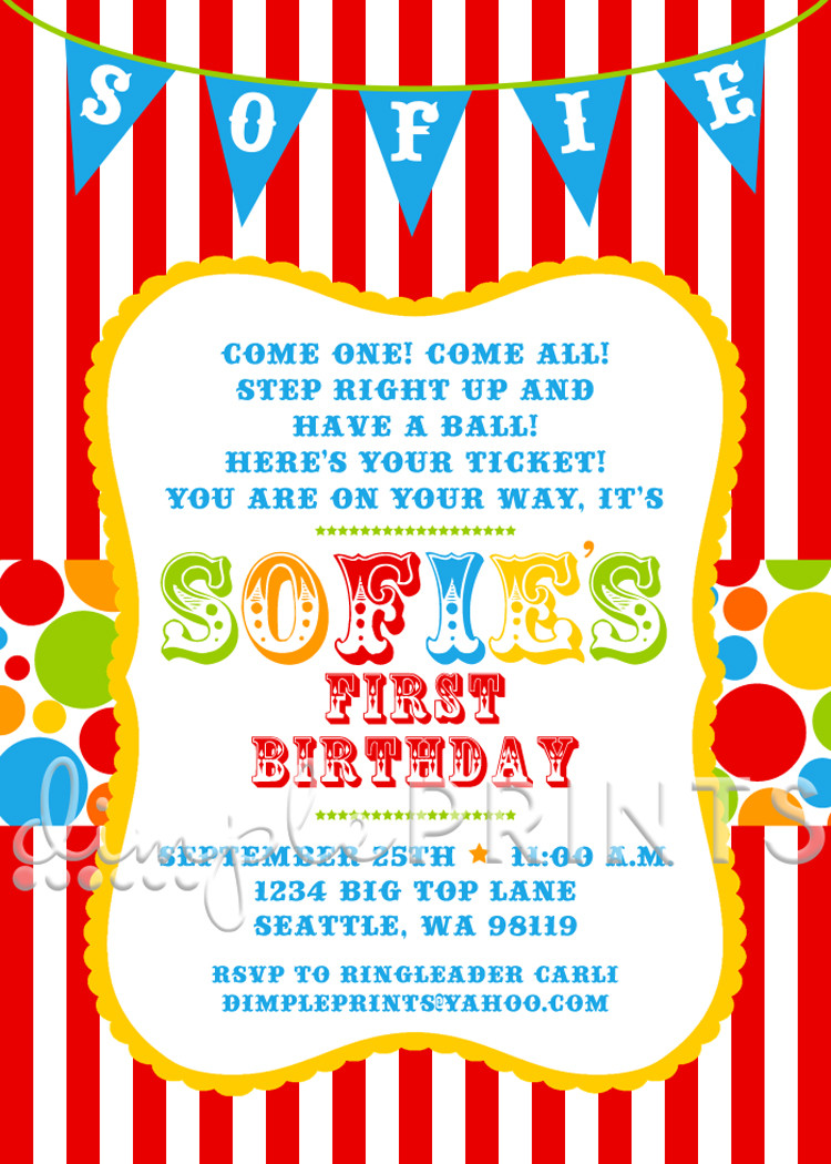 Best ideas about Circus Birthday Party Invitations
. Save or Pin Circus Carnival Birthday Printable Invite Dimple Prints Shop Now.