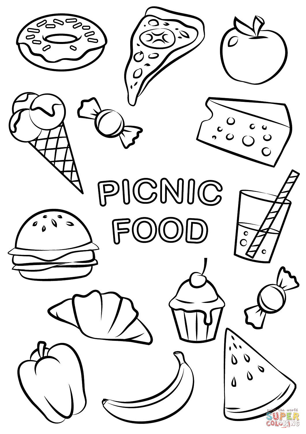 Best ideas about Coloring Pages Food
. Save or Pin Picnic Food coloring page Now.
