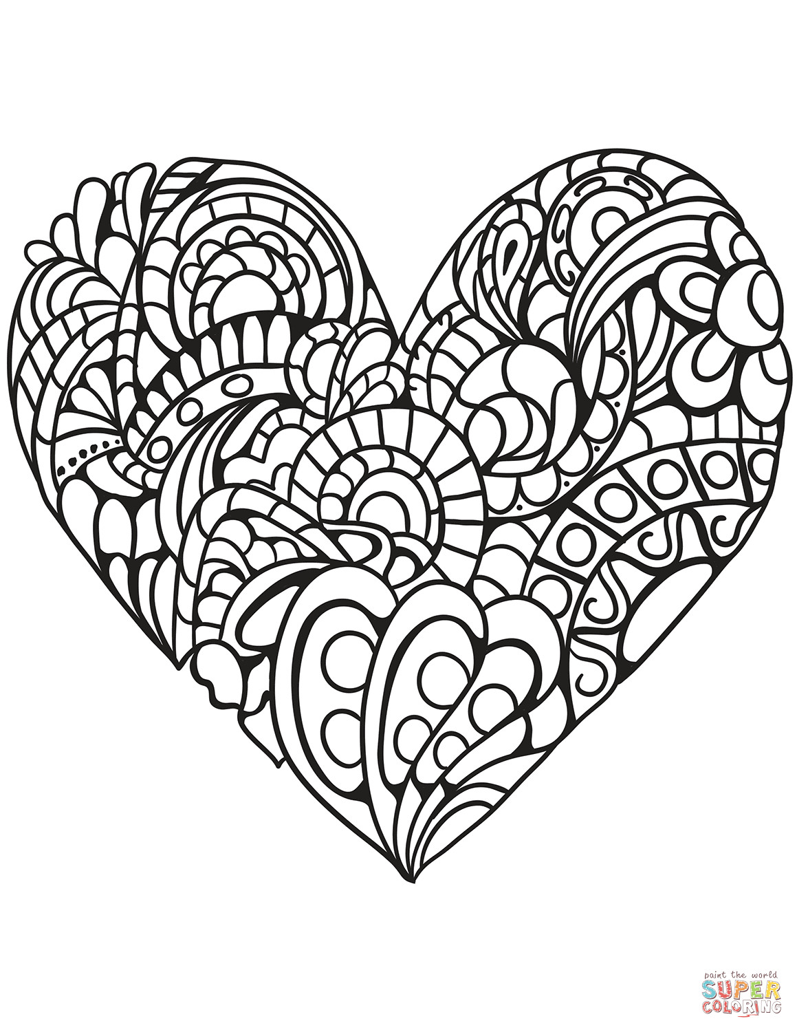Best ideas about Coloring Pages For Adults Hearts
. Save or Pin Zentangle Heart coloring page Now.