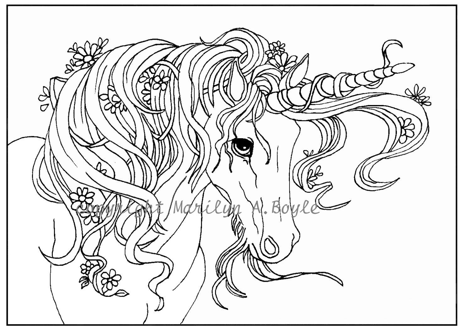 Best ideas about Coloring Pages For Girls Unicorns
. Save or Pin ADULT COLORING Page digital Unicorn flowers Now.