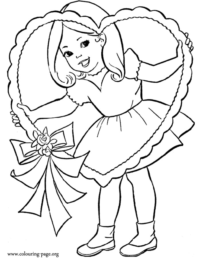 Best ideas about Coloring Pages For Girls Valentines
. Save or Pin Valentine s Day Little girl and a Valentine s Day heart Now.