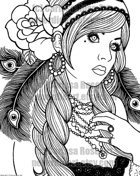 Best ideas about Coloring Pages For Teens Roll
. Save or Pin Gypsy Girl coloring book page from Carissa Rose Get Now.