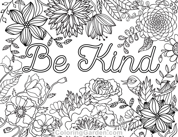 Best ideas about Coloring Sheets For Girls Be Kind
. Save or Pin Be Kind Adult Coloring Page Now.