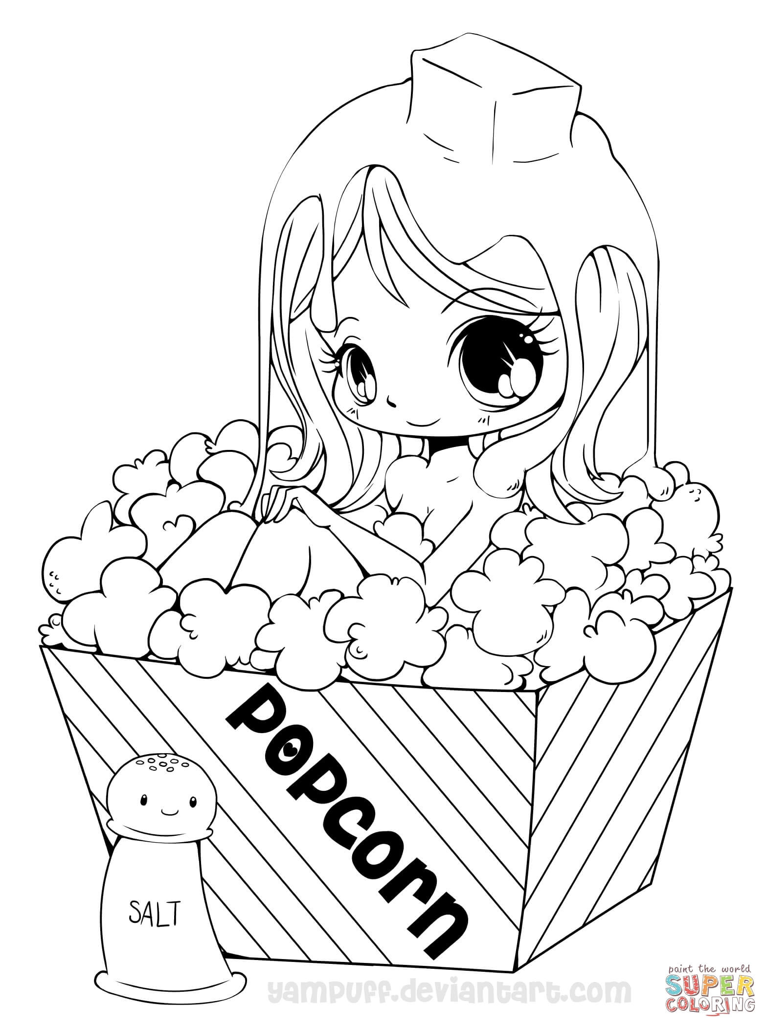 Best ideas about Coloring Sheets For Girls To Print
. Save or Pin Chibi Popcorn Girl coloring page Now.