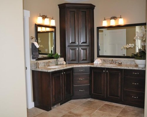 Best ideas about Corner Bathroom Cabinet
. Save or Pin Corner Double Vanity Now.