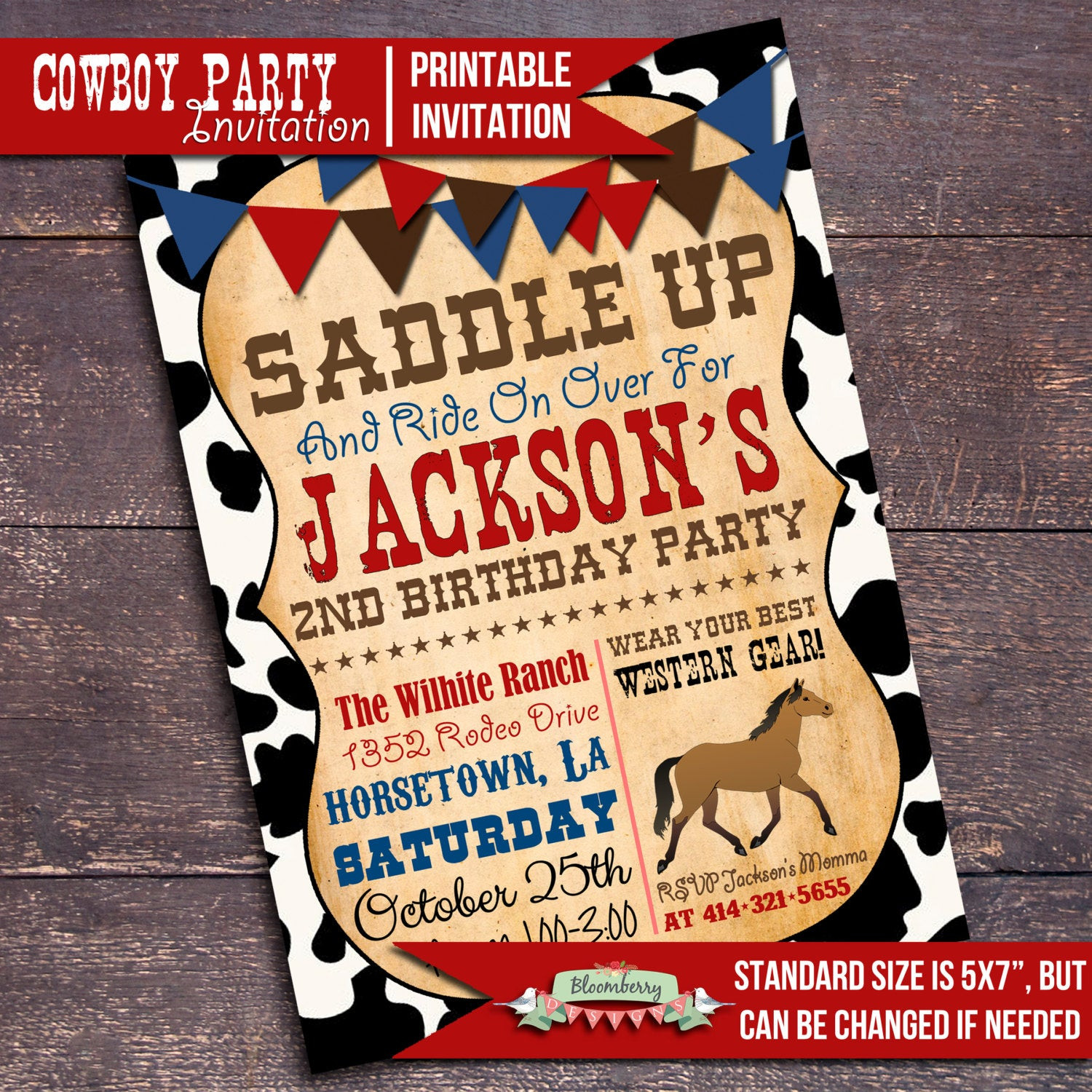 Best ideas about Cowboy Birthday Invitations
. Save or Pin Printable Cowboy Party Invitation Western by BloomberryDesigns Now.