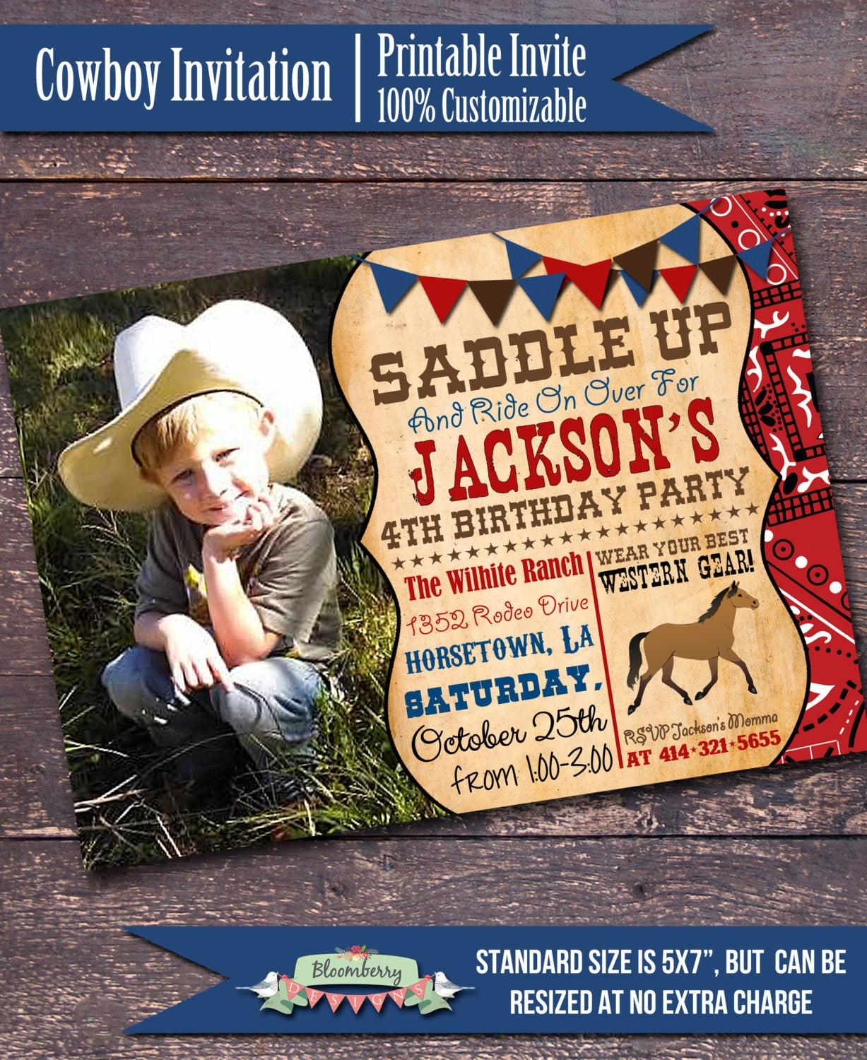 Best ideas about Cowboy Birthday Invitations
. Save or Pin Western Party Invitation Cowboy Party by BloomberryDesigns Now.