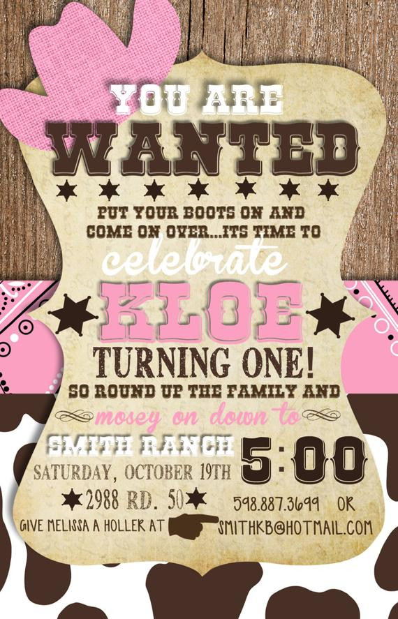 Best ideas about Cowgirl Birthday Invitations
. Save or Pin Custom Cowgirl First Birthday Invitation Now.