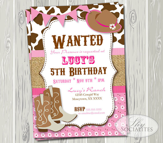 Best ideas about Cowgirl Birthday Invitations
. Save or Pin Pink Cowgirl Party Invitation Birthday or Baby Shower Now.