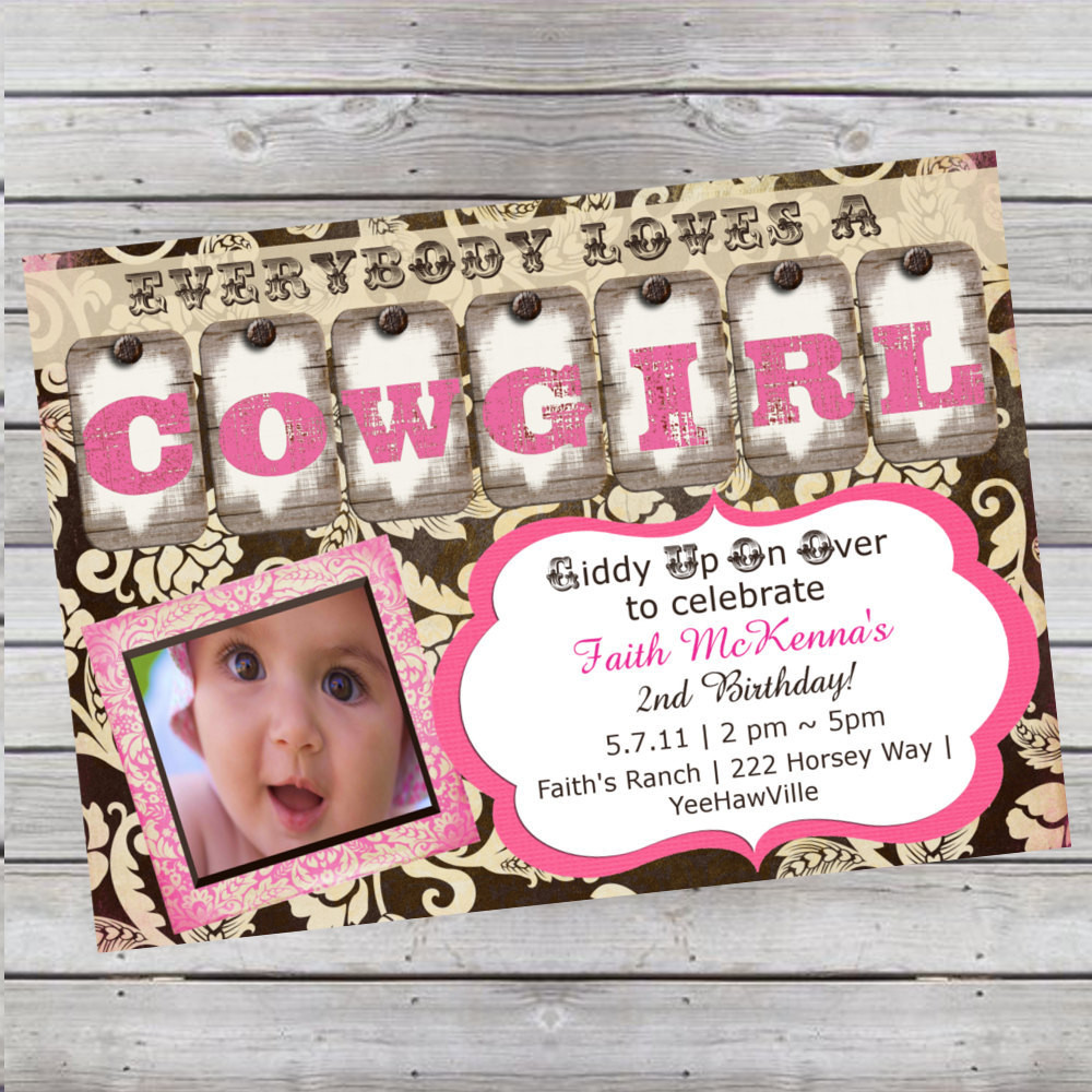 Best ideas about Cowgirl Birthday Invitations
. Save or Pin Cowgirl Birthday Invitation 1st Birthday or Any Age Pink and Now.