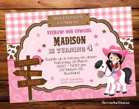 Best ideas about Cowgirl Birthday Invitations
. Save or Pin Wild west cowgirl birthday party invitation printable Now.