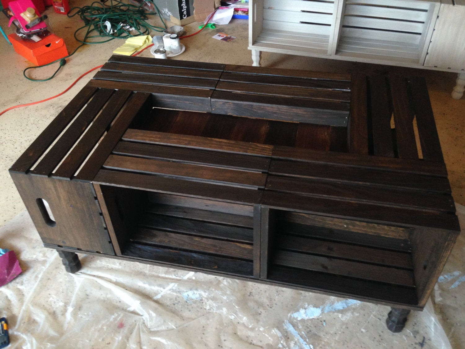 Best ideas about Crate Coffee Table
. Save or Pin Wood Stained Wine Crate Coffee Table by NotTooShabbyHome Now.