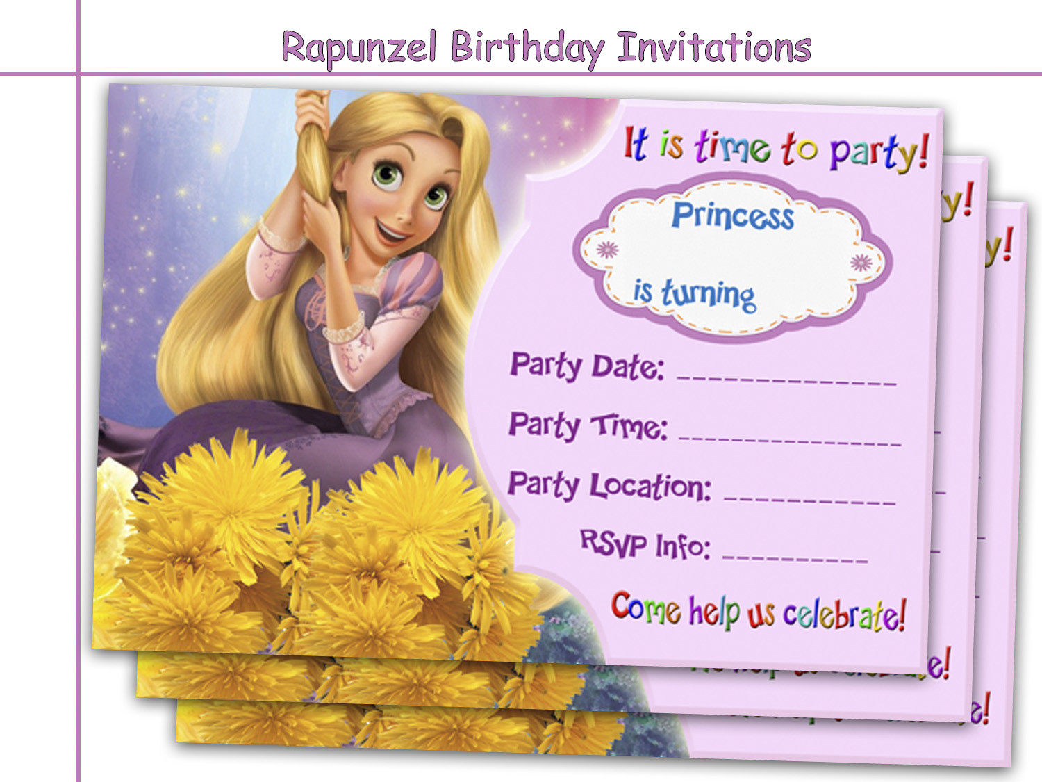 Best ideas about Create Birthday Invitation Card With Photo Free
. Save or Pin Amazing Rapunzel Birthday Invitations by HolidayPartyStar Now.