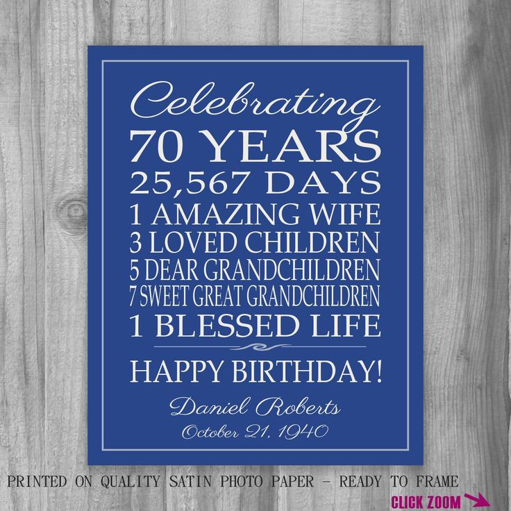 Best ideas about Creative 70Th Birthday Gift Ideas For Mom
. Save or Pin 1000 ideas about 70th Birthday Gifts on Pinterest Now.