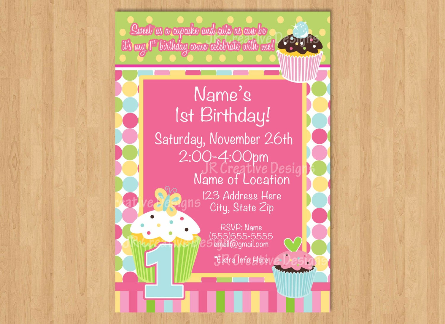 Best ideas about Cupcake Birthday Invitations
. Save or Pin Cupcake birthday party invitation girl 1st birthday invitation Now.