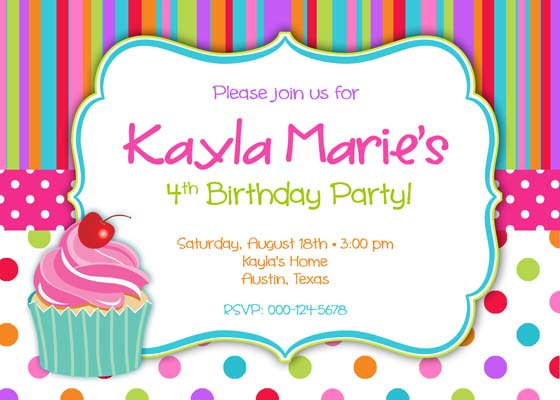 Best ideas about Cupcake Birthday Invitations
. Save or Pin Birthday Party Invitation Cupcake & Stipes for Girl DIY Now.