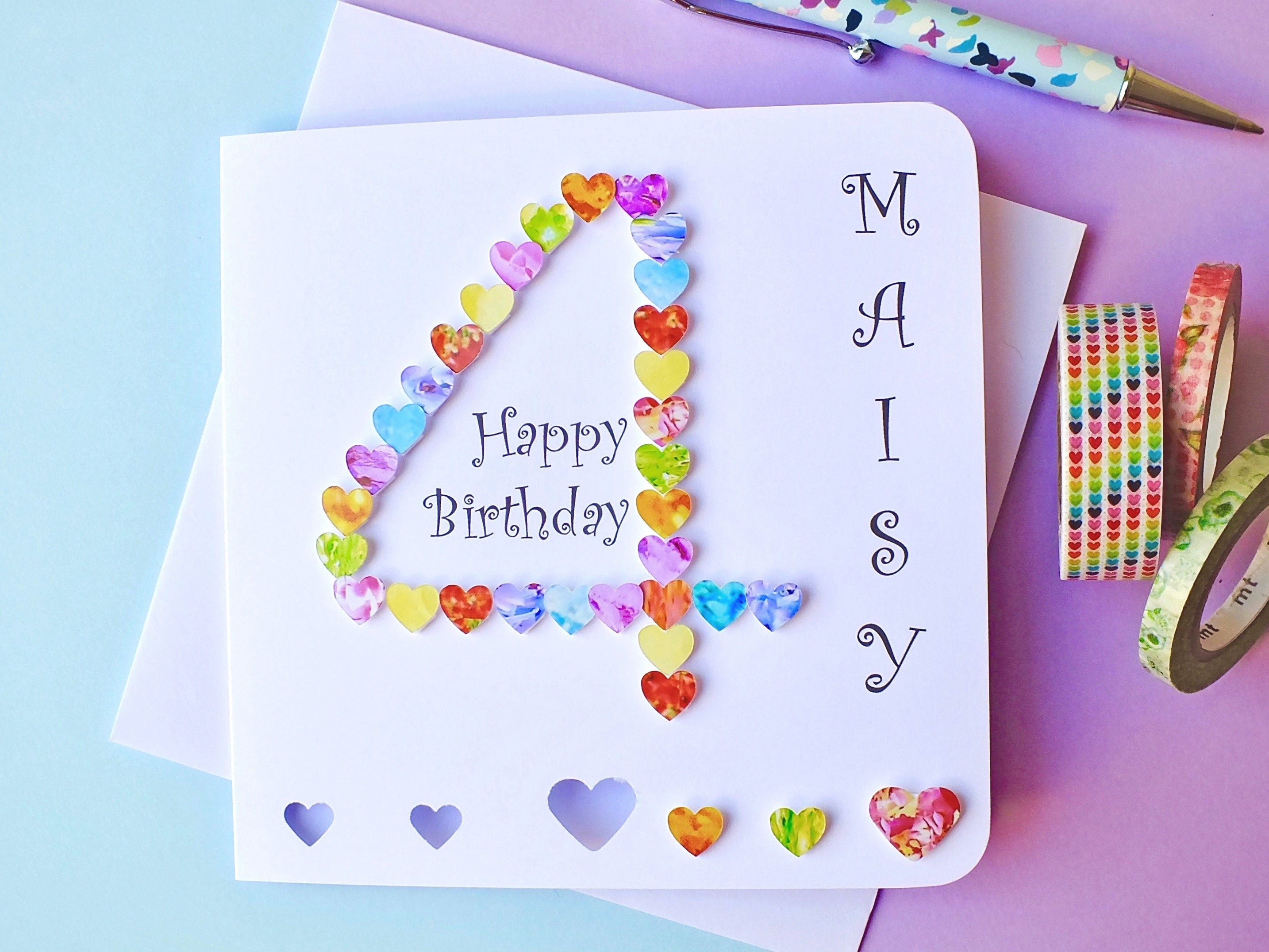 Best ideas about Custom Birthday Card
. Save or Pin 4th Birthday Card Custom Personalised Age 4 Card Colourful Now.